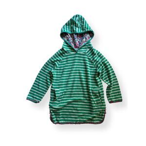 Mini Boden green stripe terry swim coverup